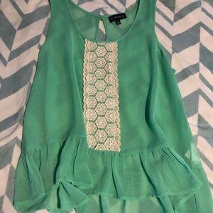 Mint green blouse with lace